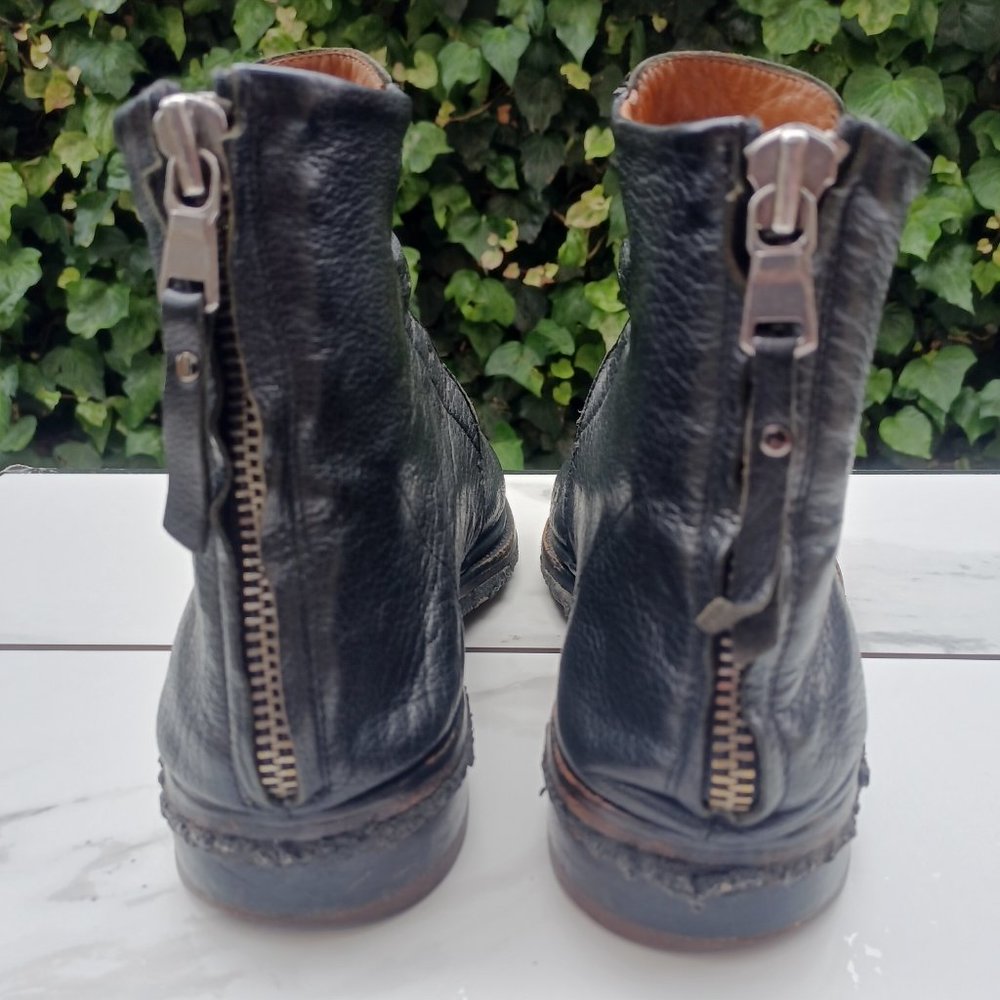 Elia Maurizi Leather Ankle Boots Back Zip Natural Rubber Mid-Sole Size 10.5 M - Picture 6 of 12
